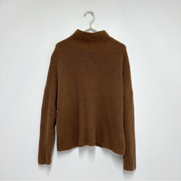 360 Cashmere 100% Cashmere Ribbed Mock Neck Sweater in Brown - Picture 2 of 6